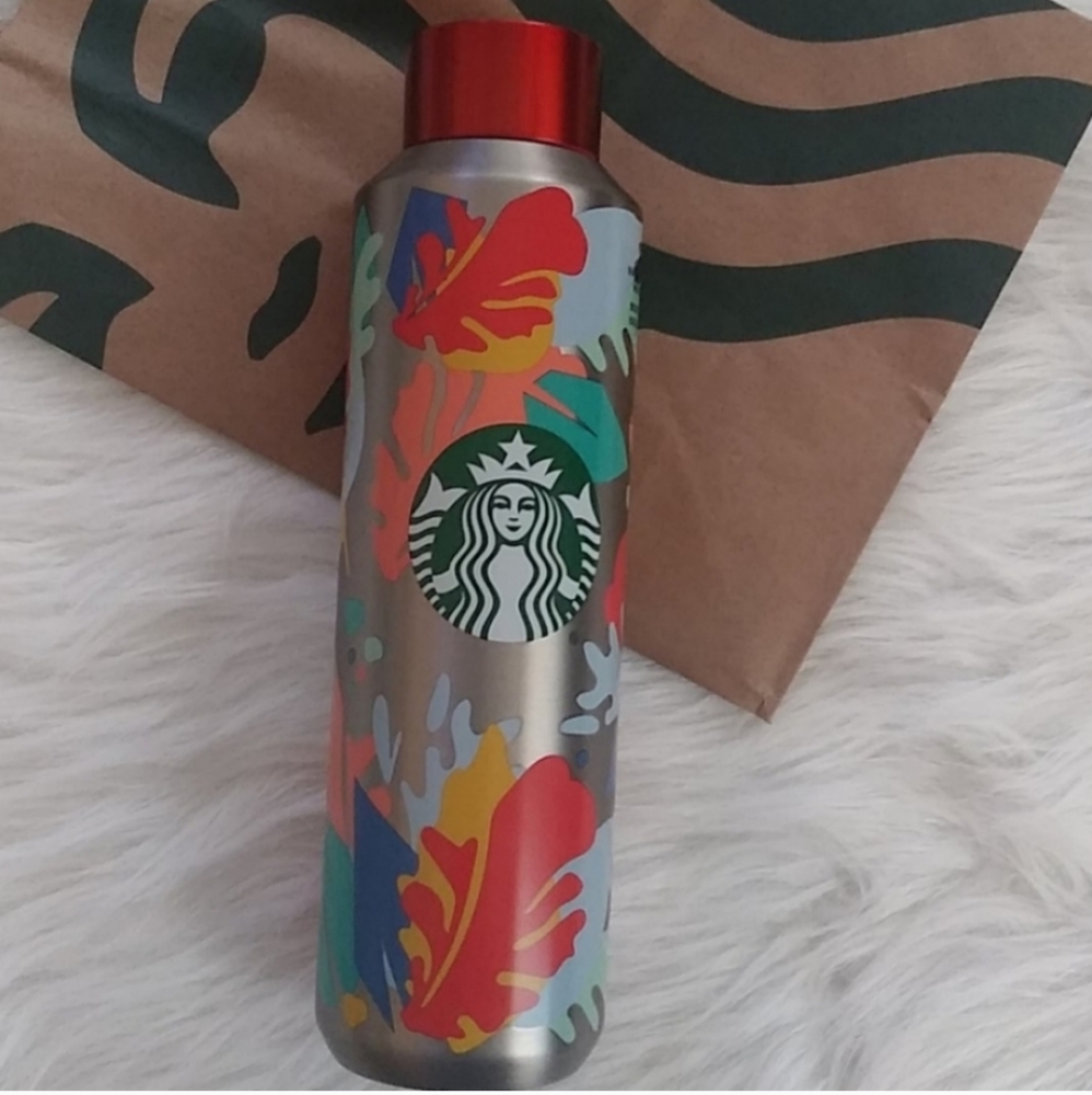 Starbucks Stainless Steel Water Bottle Colorful Leaves